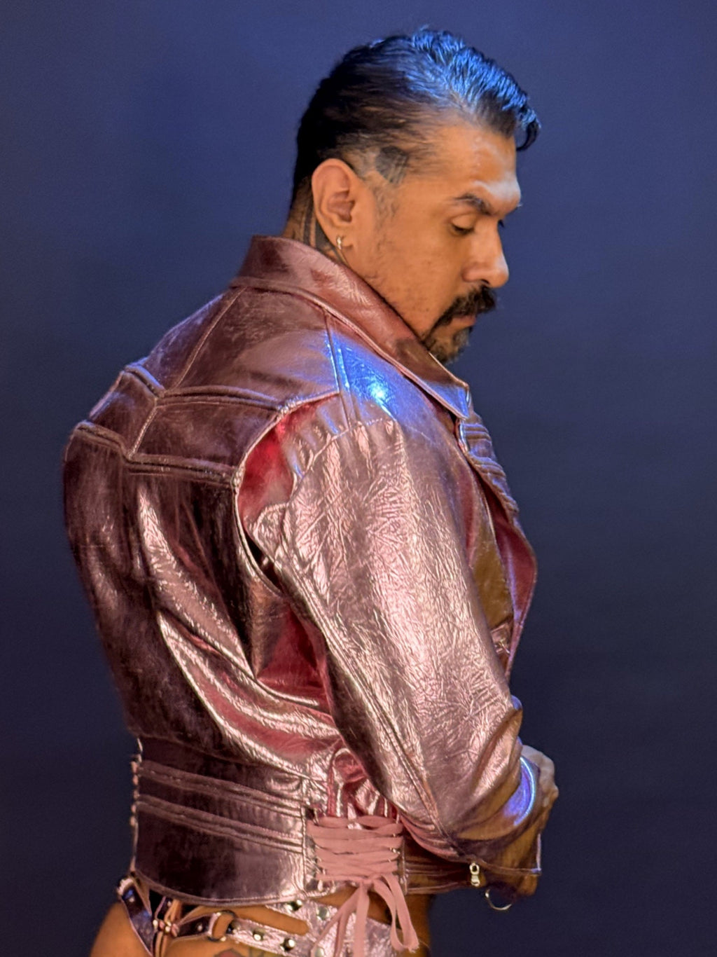 Pink Metallic Vegan Leather Jacket