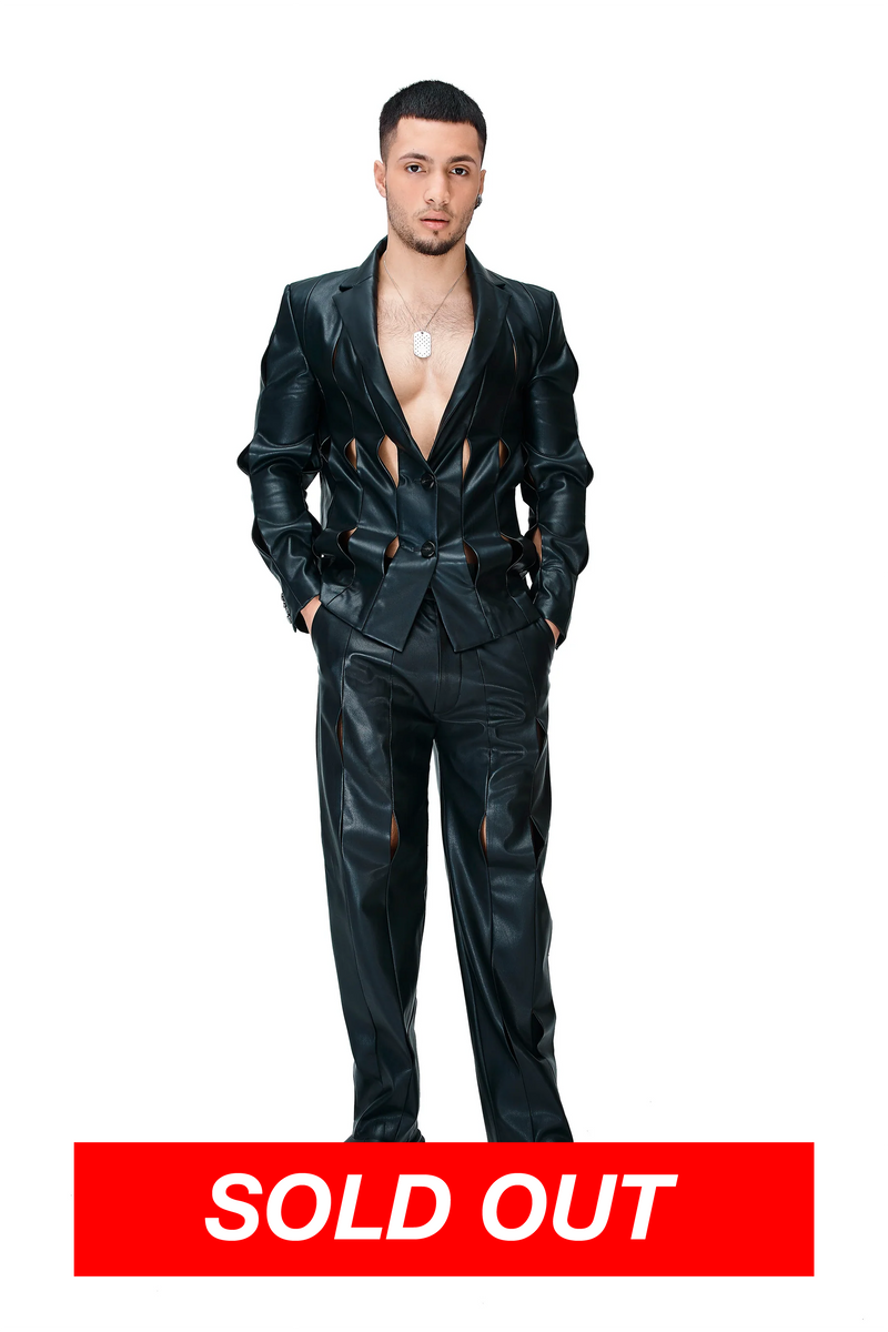 Leather Slash Blazer