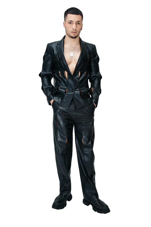 Leather Slash Blazer
