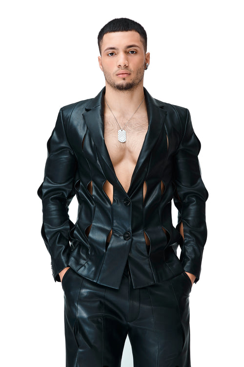 Leather Slash Blazer