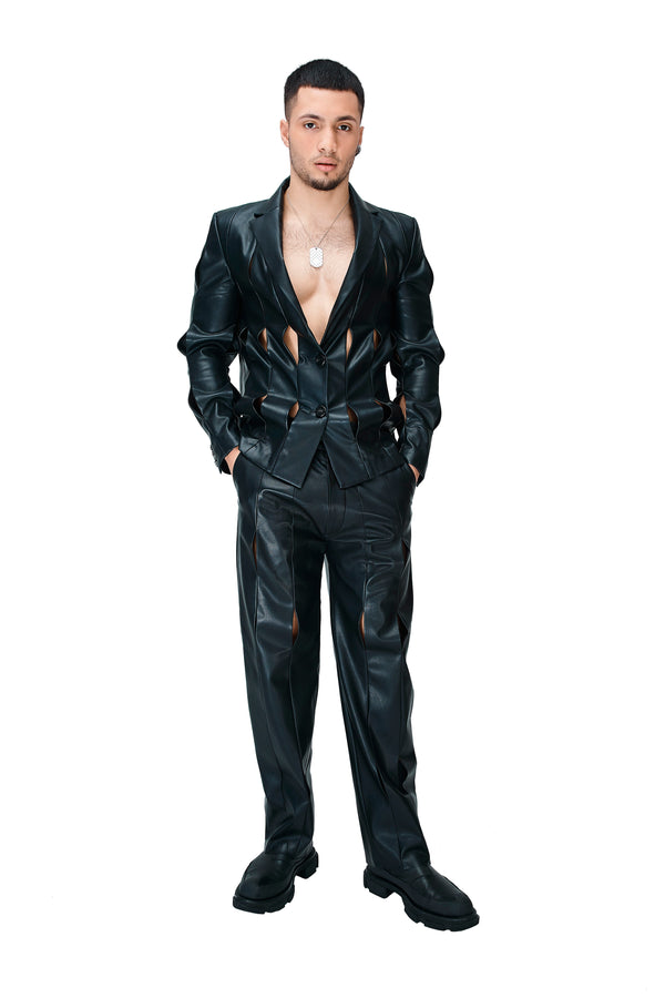 Leather Slash Blazer